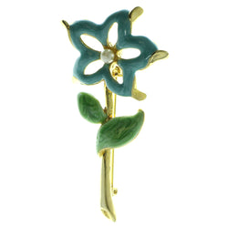 Mi Amore Flower Brooch-Pin Gold-Tone/Multicolor