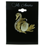 Mi Amore Swan Brooch-Pin Gold-Tone/Silver-Tone