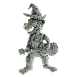 Mi Amore Country Wolf Music Brooch-Pin Silver-Tone