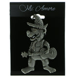 Mi Amore Country Wolf Music Brooch-Pin Silver-Tone
