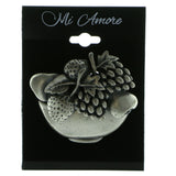 Mi Amore Fruit Bowl Brooch-Pin Silver-Tone