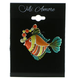 Mi Amore Fish Bubbles Brooch-Pin Silver-Tone & Multicolor