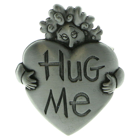 Mi Amore Hug Me Brooch-Pin Silver-Tone