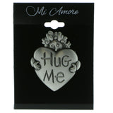 Mi Amore Hug Me Brooch-Pin Silver-Tone