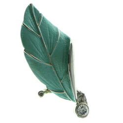 Mi Amore Leaf Brooch-Pin Silver-Tone/Blue