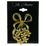 Mi Amore Bow Flowers Brooch-Pin Gold-Tone