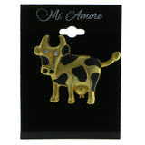 Mi Amore Cow Brooch-Pin Gold-Tone/Black