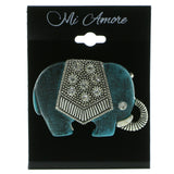 Mi Amore Elephant Brooch-Pin Silver-Tone/Blue