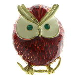 Mi Amore Owl Brooch-Pin Gold-Tone/Red