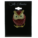 Mi Amore Owl Brooch-Pin Gold-Tone/Red