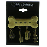 Mi Amore Dog Bone Dog Associated Charms Brooch-Pin Gold-Tone