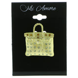 Mi Amore Hand Bag Brooch-Pin Silver-Tone/Yellow