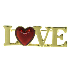 Mi Amore LOVE Heart Brooch-Pin Gold-Tone & Red