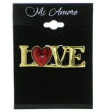 Mi Amore LOVE Heart Brooch-Pin Gold-Tone & Red