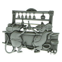 Mi Amore Mice Bar Brooch-Pin Silver-Tone