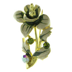 Mi Amore Flower Brooch-Pin Gold-Tone/Green