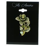Mi Amore Flower Brooch-Pin Gold-Tone/Green