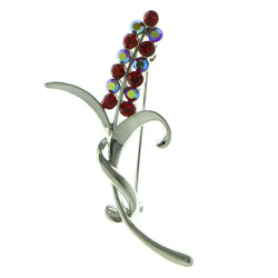 Mi Amore Brooch-Pin Silver-Tone/Red