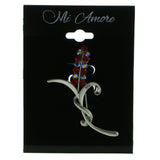 Mi Amore Brooch-Pin Silver-Tone/Red