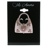 Mi Amore Hand Bag Brooch-Pin Silver-Tone/Pink