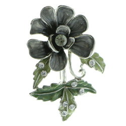 Mi Amore Flower Brooch-Pin Silver-Tone/Gray