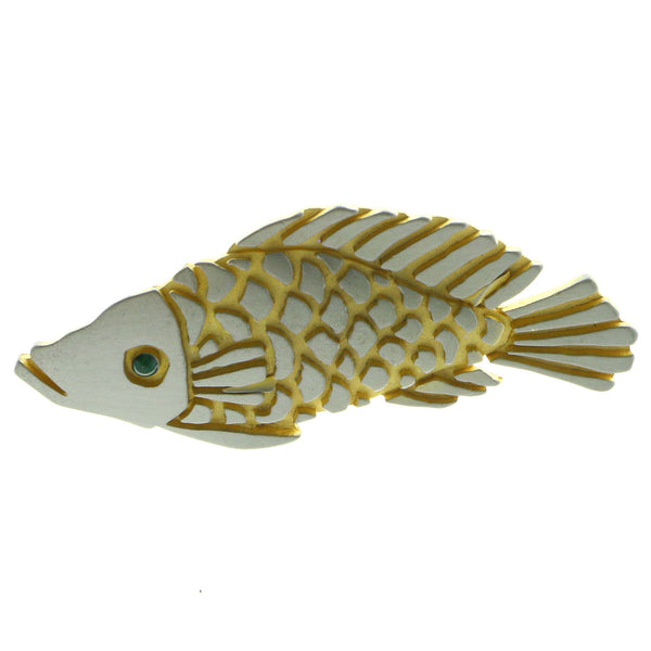 Mi Amore Fish Brooch-Pin Gold-Tone/Silver-Tone