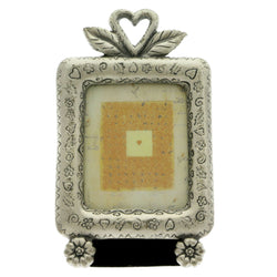 Mi Amore Heart Flower Picture-Frame Silver-Tone