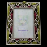 Mi Amore Green and Red Ribbon Picture-Frame Silver-Tone