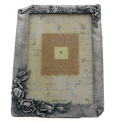Mi Amore Love You Mom Rose Picture-Frame Pewter