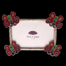 Mi Amore Butterfly Picture-Frame Silver-Tone/Pink