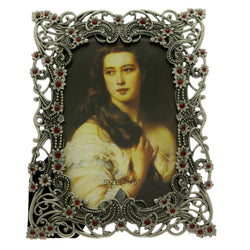 Mi Amore Flower Picture-Frame Silver-Tone/Red