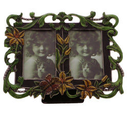 Mi Amore Butterfly Flower Dual-Photo-Frame Green & Multicolor
