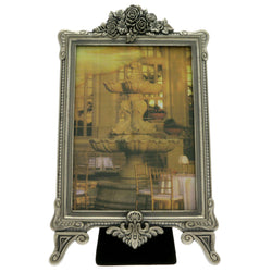 Mi Amore 4 1/2x6 1/2 in. Flower Picture-Frame Silver-Tone