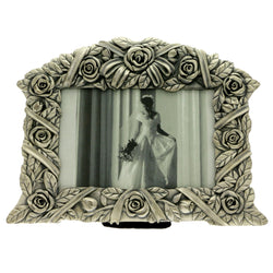 Mi Amore 5 1/2x4 in. Flower Picture-Frame Silver-Tone