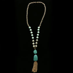 Luxury Semi-Precious Stone Necklace Gold/Blue NWOT