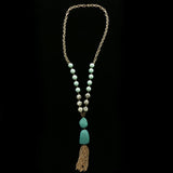 Luxury Semi-Precious Stone Necklace Gold/Blue NWOT