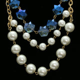 Luxury Faceted Pearl Necklace Gold & Blue NWOT