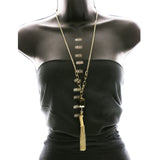 Luxury Crystal Y-Necklace Gold/Brown NWOT