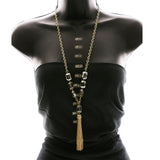 Luxury Crystal Y-Necklace Gold/Gray NWOT