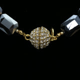 Luxury Crystal Magnetic Clasp Necklace Gold & Dark-Silver NWOT