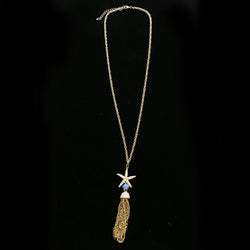 Luxury Crystal Starfish Y-Necklace Gold & Blue NWOT