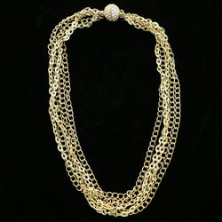 Luxury Crystal Magnetic Clasp Necklace Gold NWOT