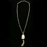 Luxury Semi-Precious Y-Necklace Gold/White NWOT