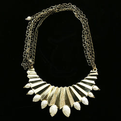 Luxury Faceted Necklace Gold/White NWOT
