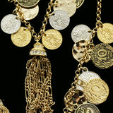 Luxury Crystal Coins Necklace Gold NWOT