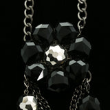 Luxury Faceted Flower Y-Necklace Gunmetal & Black NWOT