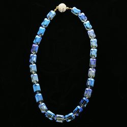 Luxury Crystal Magnetic Clasp Necklace Gold & Blue NWOT