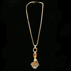 Luxury Crystal Pendant-Necklace Gold/Orange NWOT