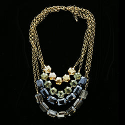 Luxury Crystal Necklace Gold/Dark-Silver NWOT