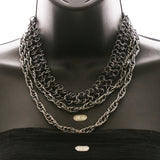 Luxury Leather Strand Necklace Gunmetal/Black NWOT